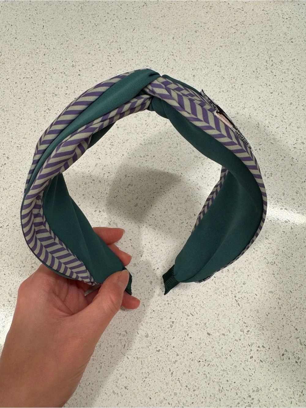 Embroidered Cat Headband in Teal and Purple